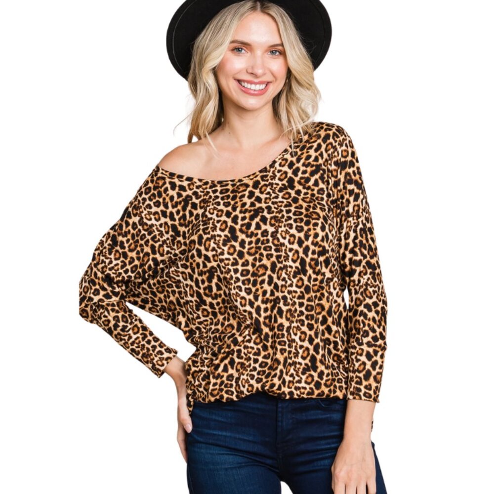 ✨5/$25✨FINAL ONE⚡Lisa Leopard Print Long Sleeve Relaxed Tunic Top Size S